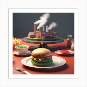 Burger And Fries 23 Art Print