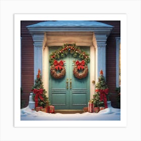 Christmas Decoration On Home Door Trending On Artstation Sharp Focus Studio Photo Intricate Deta (5) Art Print