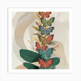 Butterflies On A Branch 8 Art Print