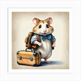 Hamster With Suitcase Art Print