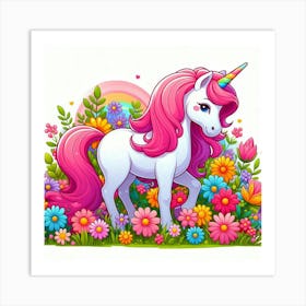 Unicorn In The Garden Art Print