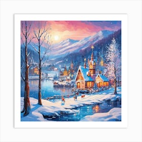 Small Christmas Town Art Print