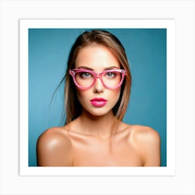 Firefly Blue Eyed Beauty With Pink Glasses And Lips 28883 Art Print