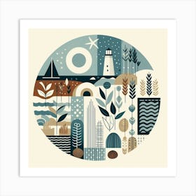 Scandinavian style, Seashore 1 Art Print