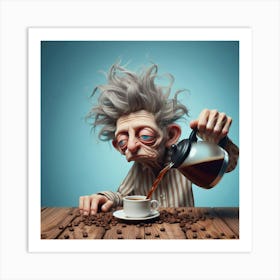 Old Man Drinking Coffee 1 Art Print