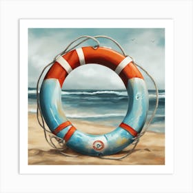 Life Preserver On The Beach Art Print