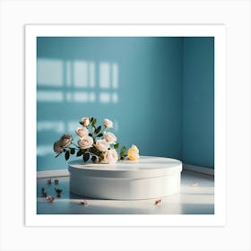 White Box With Flowers Art Print