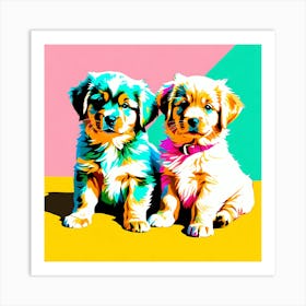'Hovawart Pups', This Contemporary art brings POP Art and Flat Vector Art Together, Colorful Art, Animal Art, Home Decor, Kids Room Decor, Puppy Bank - 75th Art Print