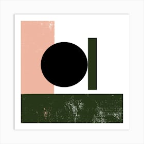 Green and Pastel Geometric Shapes Art Print