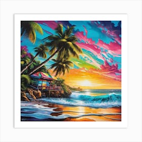 Sunset At The Beach 37 Art Print