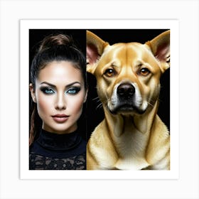 Portrait Of A Woman And Dog Art Print