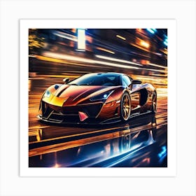 Lamborghini At Night Art Print