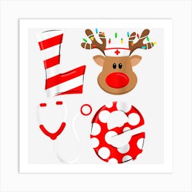 Christmas Nurse Cna Doctor Love Reindeer Stethoscope Art Print