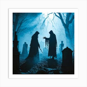 Silhouette Of A Daemon Enveloped In Fog Human Costumes Hinting At A Scary Presence Steam Rising To (7) Art Print