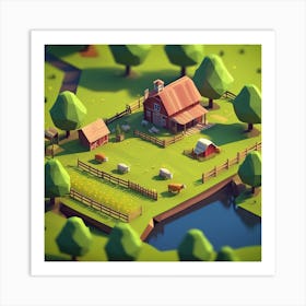 Low Poly Farm 5 Art Print