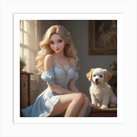 Girl With A Dog 6 Art Print