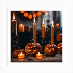 Halloween Pumpkins And Candles 1 Art Print