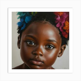 Little Girl With Flowers Art Print