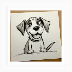 Cute Dog Drawing Art Print