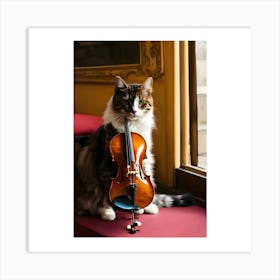 Cat Playing Violin Art Print