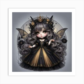 Fairy In Black And Gold Art Print