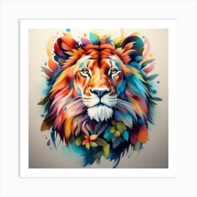 Colorful Lion Head 1 Art Print