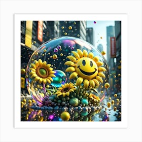 Smiley Face In A Bubble Art Print