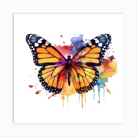 Monarch Butterfly Watercolor Painting Art Print