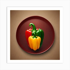 Red Peppers On A Plate Art Print