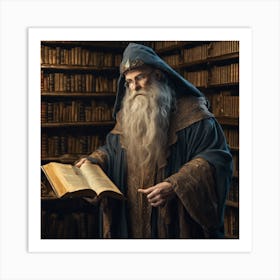 609377 Wise Wizard, Long Beard And Mysterious Tome, Stand Xl 1024 V1 0 Art Print