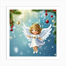 Angel Christmas Wallpaper 6 Art Print