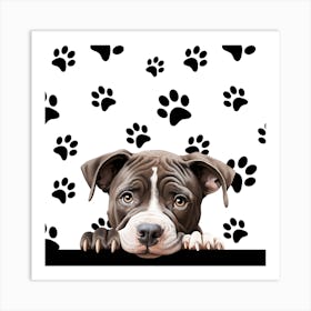 Dog With Paw Prints Art Print