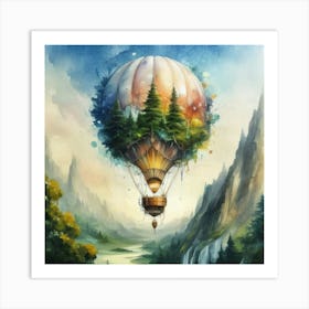 watercolor of a off white hot air balloon 5 Art Print