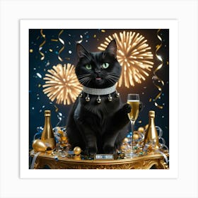 Leonardo Phoenix 10 A Regal Black Cat With Piercing Green Eyes 2 Art Print