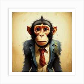 Business Chimpanzee Art Print
