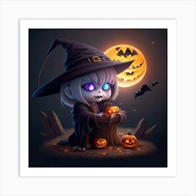 Cute Halloween Witch Art Print