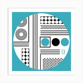 Blue Mid Century Geometric Print Art Print