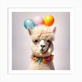 Birthday Llama Art Print