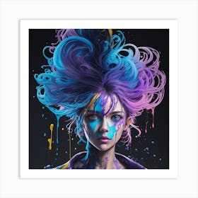 Girl With Paint Splatters Art Print