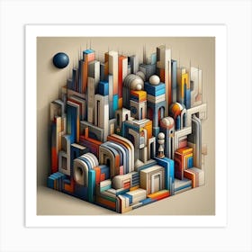 A mixture of modern abstract art, plastic art, surreal art, oil painting abstract painting art deco architecture Art Print