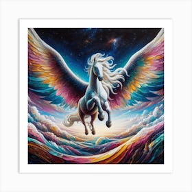 Rainbow Unicorn, Pegasus 1 Art Print