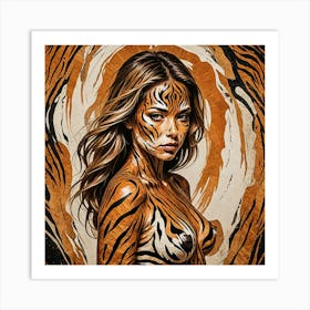 Abstract Art Of Woman Made With Tiger Skin 4287675183 Affiche