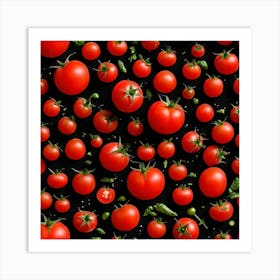 Red Tomatoes On Black Background 3 Art Print