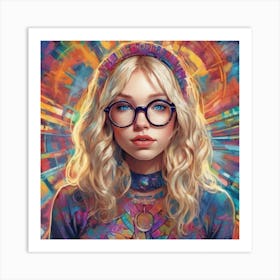 Soul Connection, Petite Body, Blonde Hair, Blue Eyes, Wears Glasses, Nerdy But Seductive Art Print