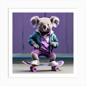 Koala On Skateboard Art Print