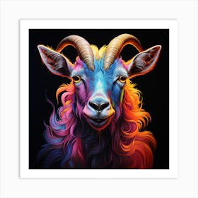 Colourful Rainbow Goat 1 Art Print
