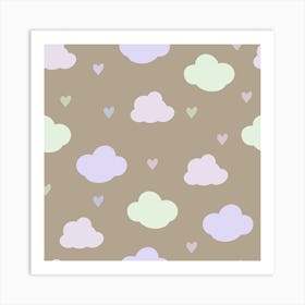 Clouds and hearts Art Print