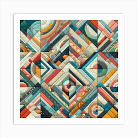 Colorful Quilt Using Geometric Patterns (2) Art Print