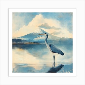 Creatai 24830 Vintage Illustration Of Blue Heron Bird Standin 9557a4d6 5a17 4686 A7a3 6437609cd5c8 0 Art Print