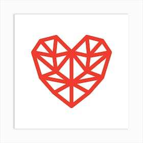 Heart Geometric Abstract Minimalist Simple Red 4 Art Print